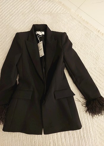 Zara Kürk Detaylı Siyah Kadın Blazer Ceket - Görsel 5