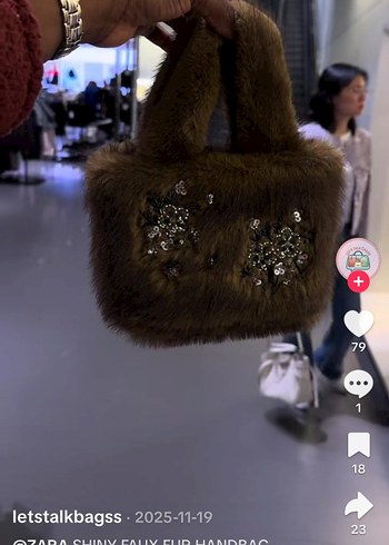 Zara haki Kürklü Nakışlı Kadın Deri Çanta - Görsel 2