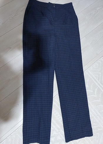 lacivert kareli kadın takım elbise - Görsel 3