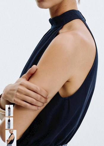 Zara Çizgili Keten tulum - Görsel 2