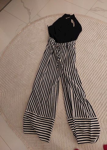 Zara Çizgili Keten tulum - Görsel 4