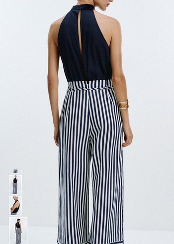 Zara Çizgili Keten tulum - Görsel 3