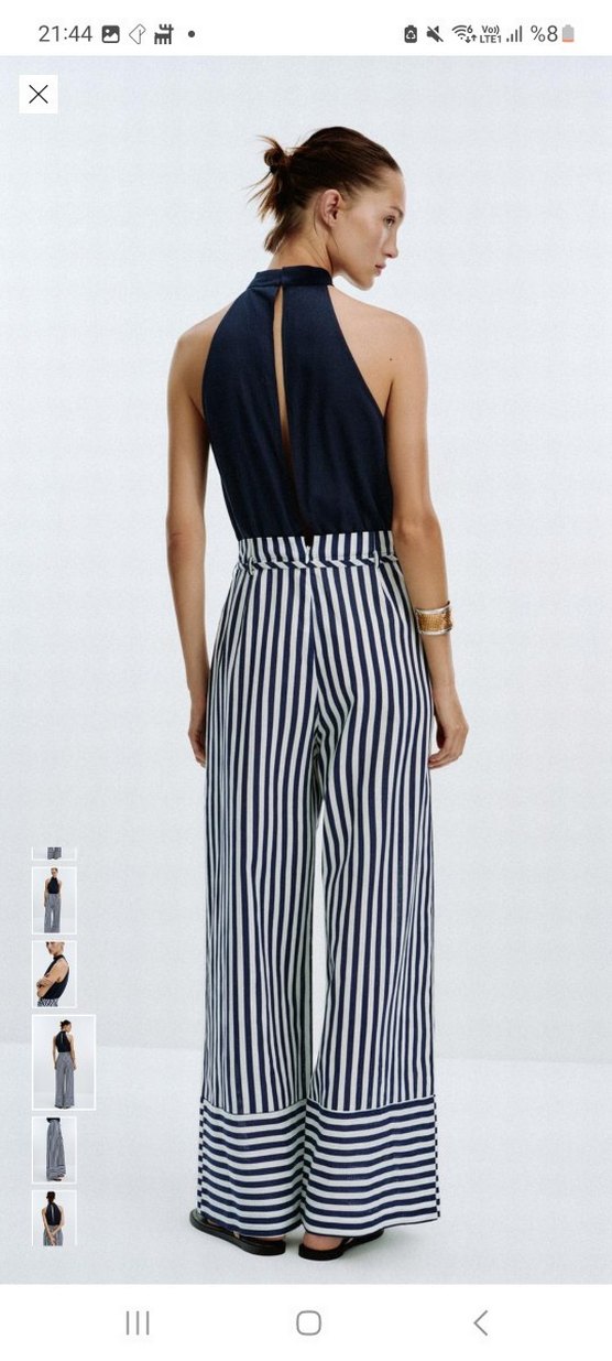 Zara Çizgili Keten tulum - Görsel 3