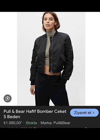 Pull & Bear Siyah Hafif Bomber Ceket