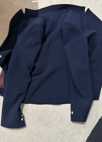 Chima Koyu Mavi Mini Kadın Blazer Ceket