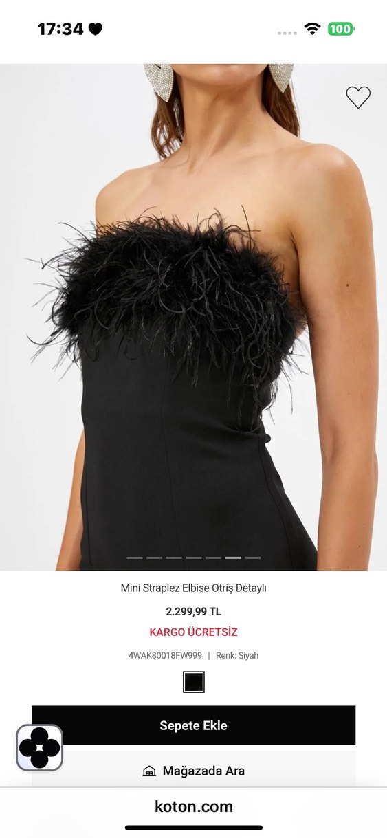 Mini Siyah Straplez Kürklü Abiye Elbise - Görsel 3