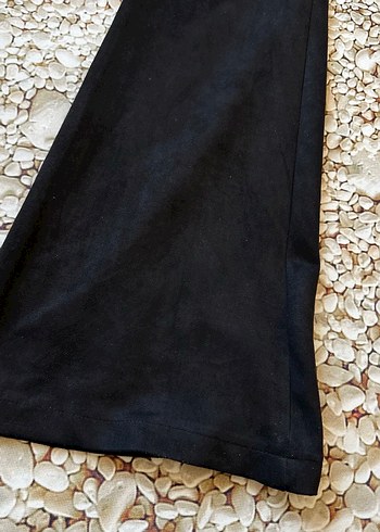 l Beden Siyah Kadın Süet İspanyol Paça Pantolon