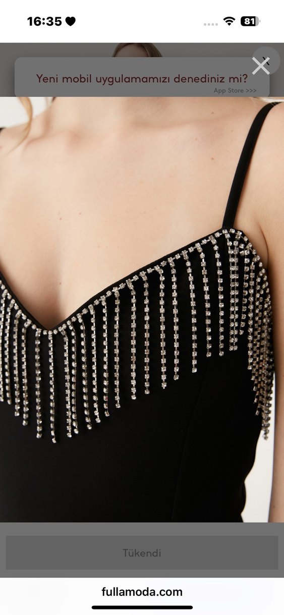 Boncuk İşlemeli Siyah Mini Gece Elbisesi - Görsel 2