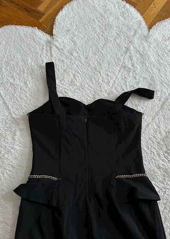 Siyah Kemerli Mini Straplez Elbise - Görsel 4