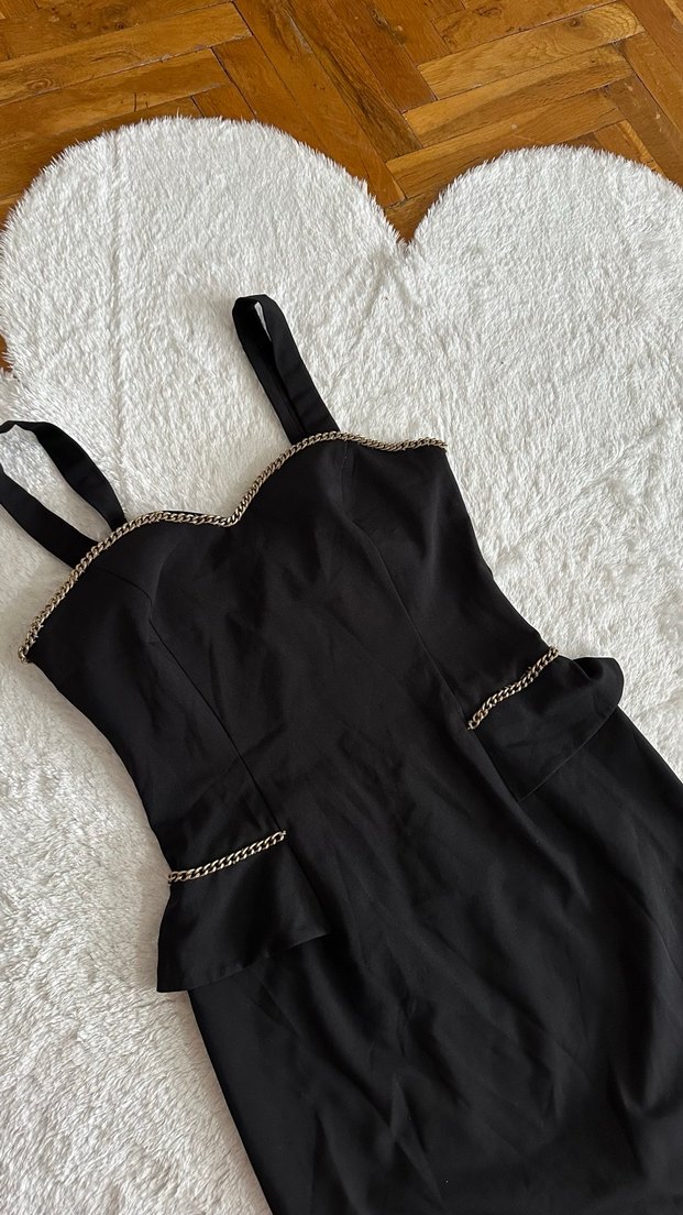 Siyah Kemerli Mini Straplez Elbise - Görsel 3