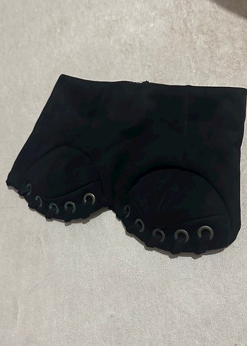 Düğmeli Siyah Gotik Straplez Bustiyer - Görsel 2