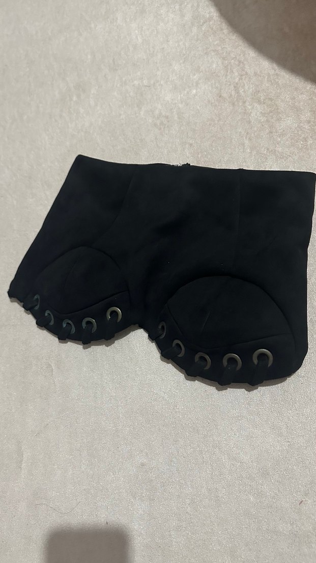 Düğmeli Siyah Gotik Straplez Bustiyer - Görsel 2