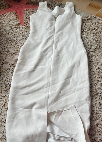 Beyaz Kuşaklı Uzun Kalem Elbise - Görsel 2