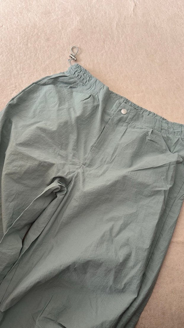 Gri Kadın Keten Salaş Pantolon Midi Boy - Görsel 3