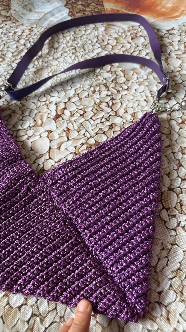 Mor Örgü Bohem Kadın Çanta - Görsel 2