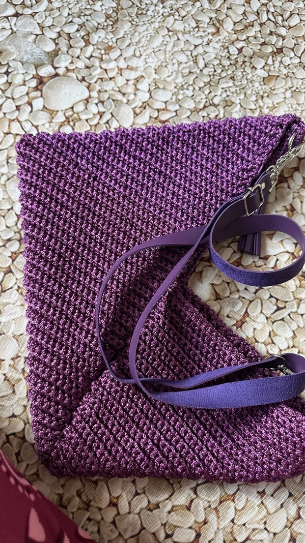Mor Örgü Bohem Kadın Çanta - Görsel 4