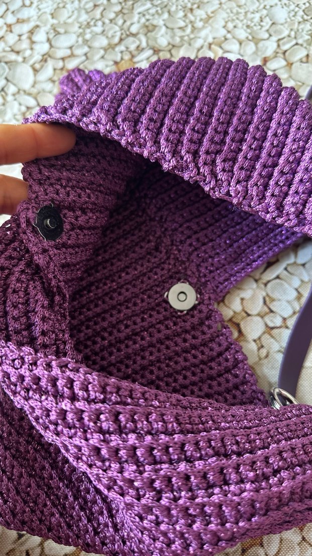 Mor Örgü Bohem Kadın Çanta - Görsel 3