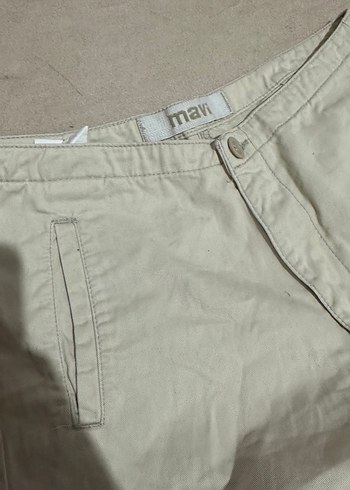 Bej Kadın Keten Mini Şort - Görsel 3