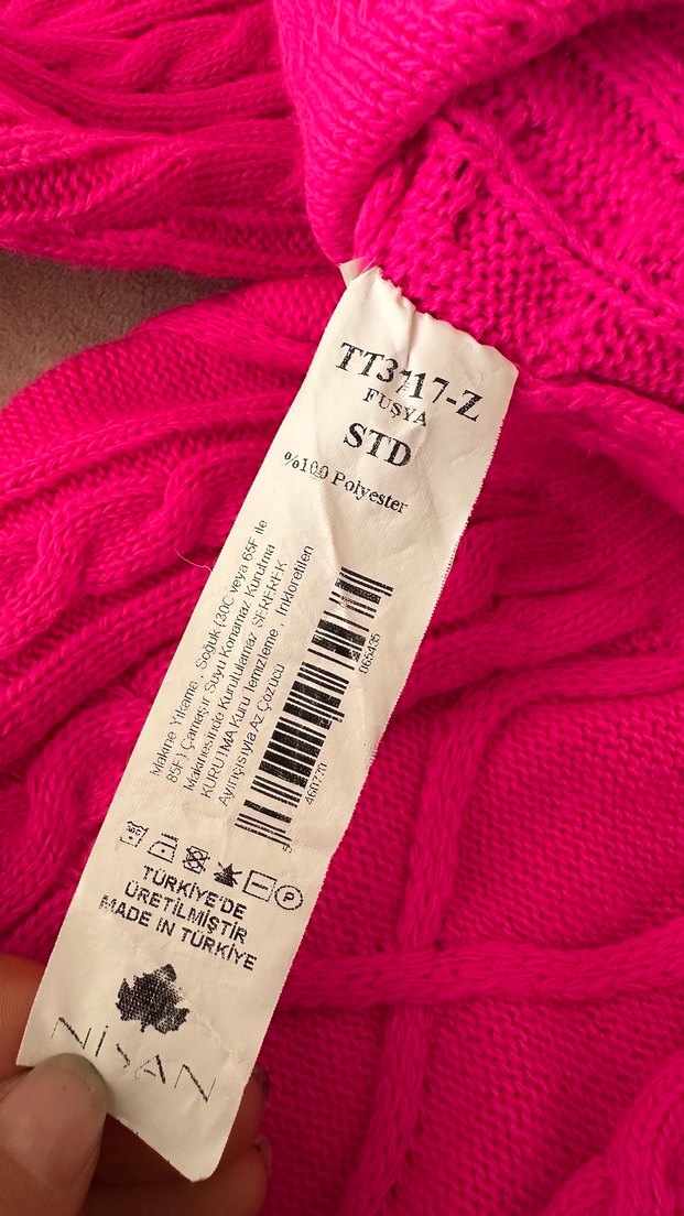 Pembe Örgü Kadın Mini Hırka - Görsel 5