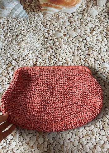 Pembe Örgü Kadın Clutch Çanta - Görsel 2