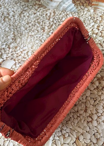 Pembe Örgü Kadın Clutch Çanta - Görsel 3