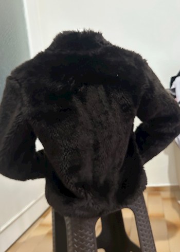 Kürk Detaylı Siyah Mini Kadın Ceket - Görsel 2