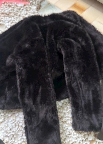 Kürk Detaylı Siyah Mini Kadın Ceket - Görsel 7