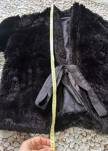 Kürk Detaylı Siyah Mini Kadın Ceket - Görsel 5