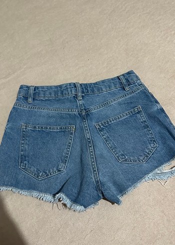 Kadın Mavi Mini Denim Şort - Görsel 2
