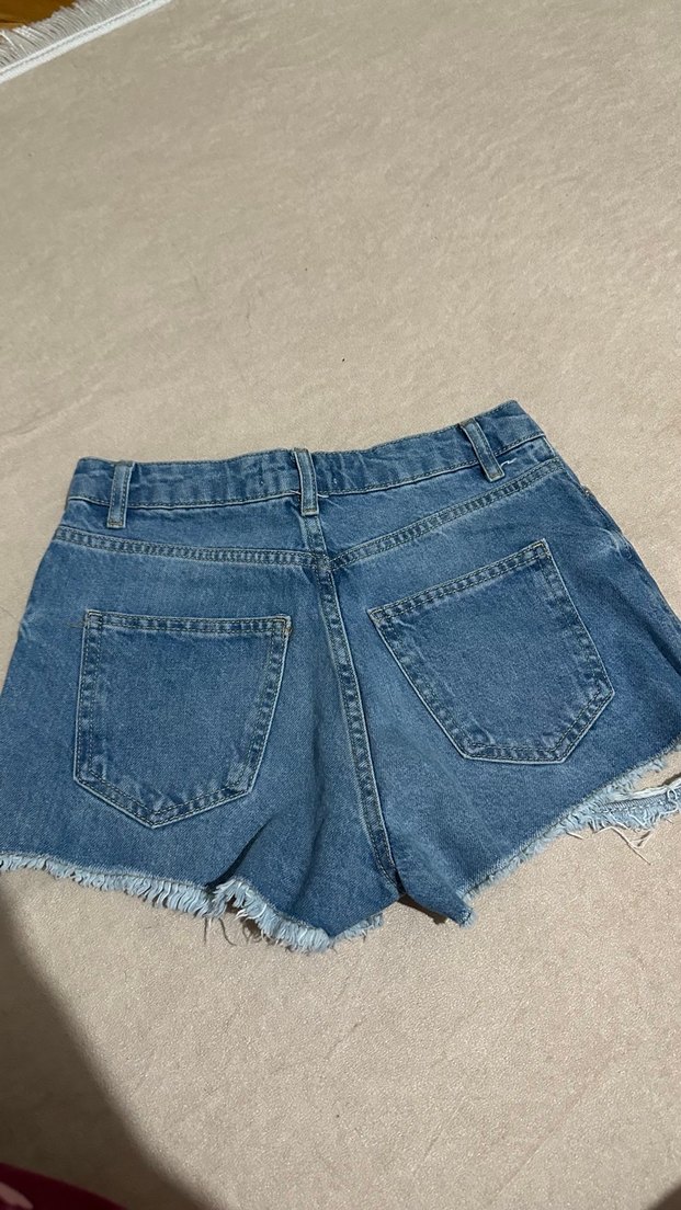 Kadın Mavi Mini Denim Şort - Görsel 2