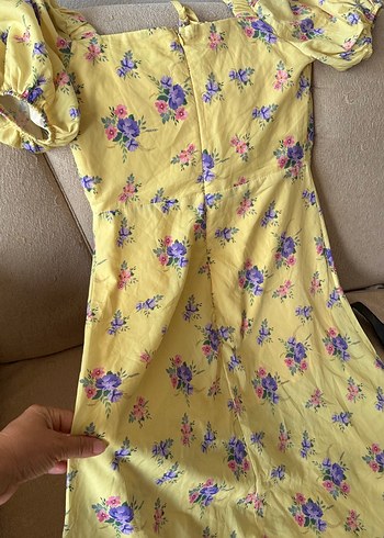Zara Sarı Çiçekli Uzun Bohem Elbise