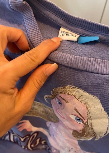 8 Yaş Beden mor Renk Kız Çocuk Mor Elsa Baskılı Sweatshirt