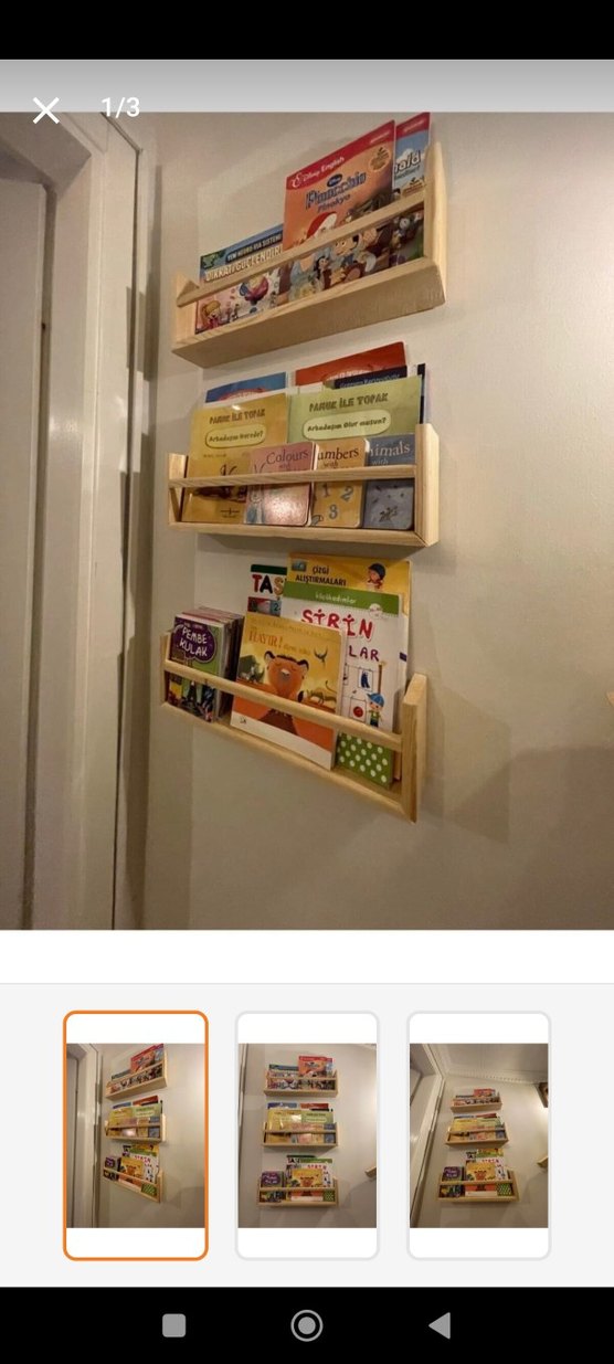 Bej Ahşap Çocuk Rafı - Görsel 3