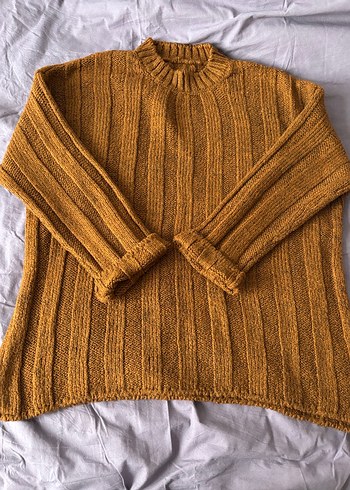 Kahverengi Örgü Kadın Kazak - Görsel 3