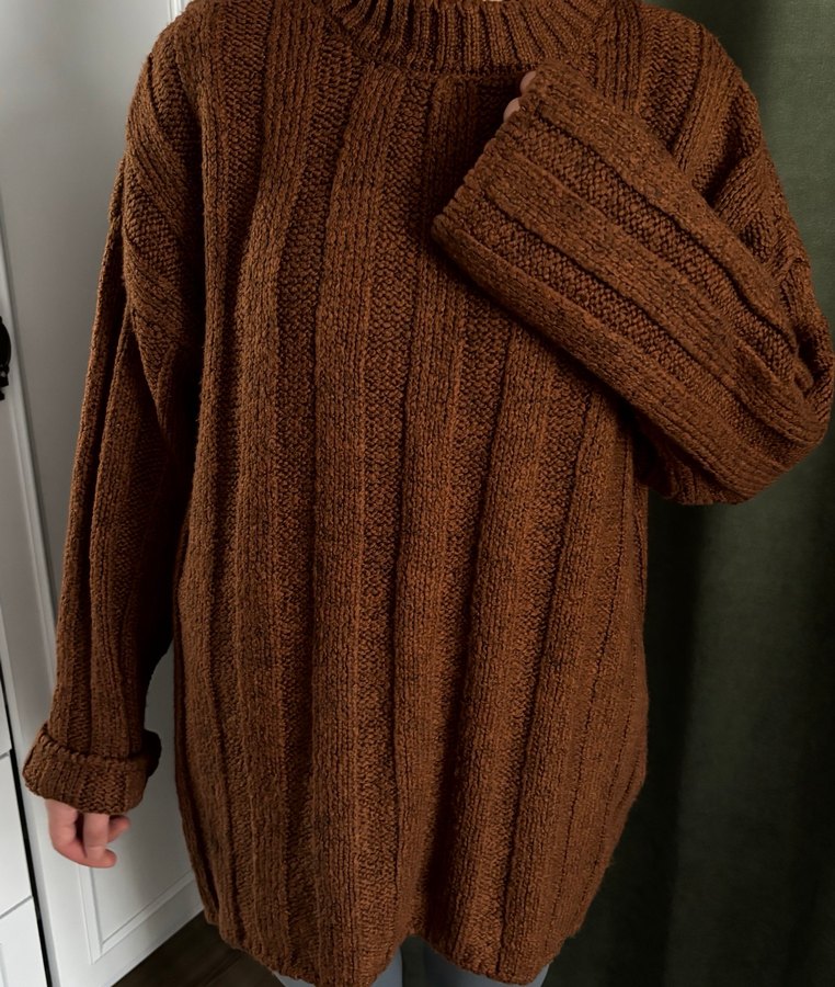 Kahverengi Örgü Kadın Kazak - Görsel 2