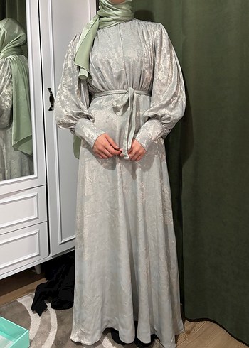 Tesettür abiye MANUKA ışıltılı yeşil elbise abiye - Görsel 16