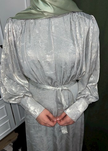 Tesettür abiye MANUKA ışıltılı yeşil elbise abiye - Görsel 15