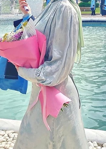 Tesettür abiye MANUKA ışıltılı yeşil elbise abiye - Görsel 5