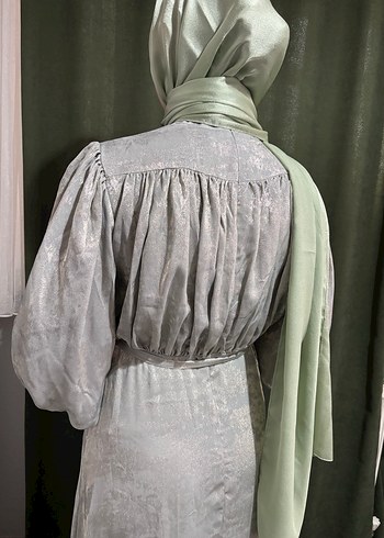 Tesettür abiye MANUKA ışıltılı yeşil elbise abiye - Görsel 18