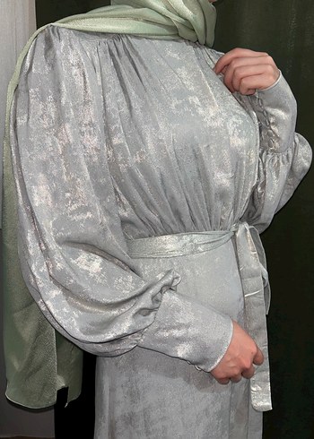 Tesettür abiye MANUKA ışıltılı yeşil elbise abiye - Görsel 14