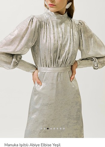 Tesettür abiye MANUKA ışıltılı yeşil elbise abiye - Görsel 7