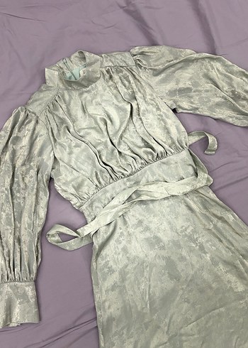 Tesettür abiye MANUKA ışıltılı yeşil elbise abiye - Görsel 12