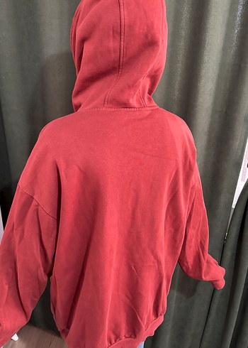 Kırmızı Kadın Kapüşonlu Sweatshirt - Görsel 5