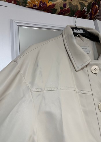 Bej Deri Uzun Kadın Trençkot - Görsel 2