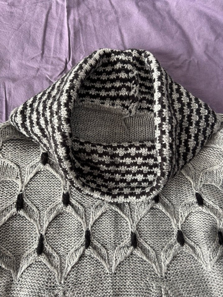 Gri Örgü Boğazlı Kadın Yün Kazak - Görsel 4