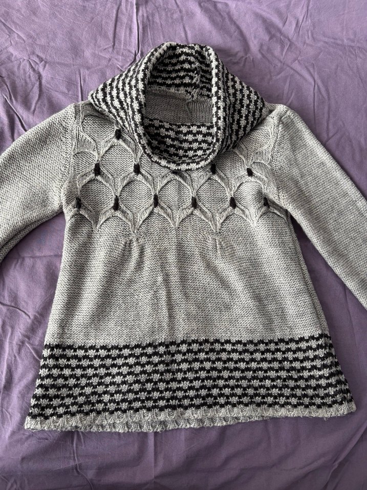 Gri Örgü Boğazlı Kadın Yün Kazak - Görsel 2