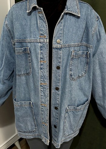 Düğmeli Mavi Kadın Kot Ceket - Görsel 5