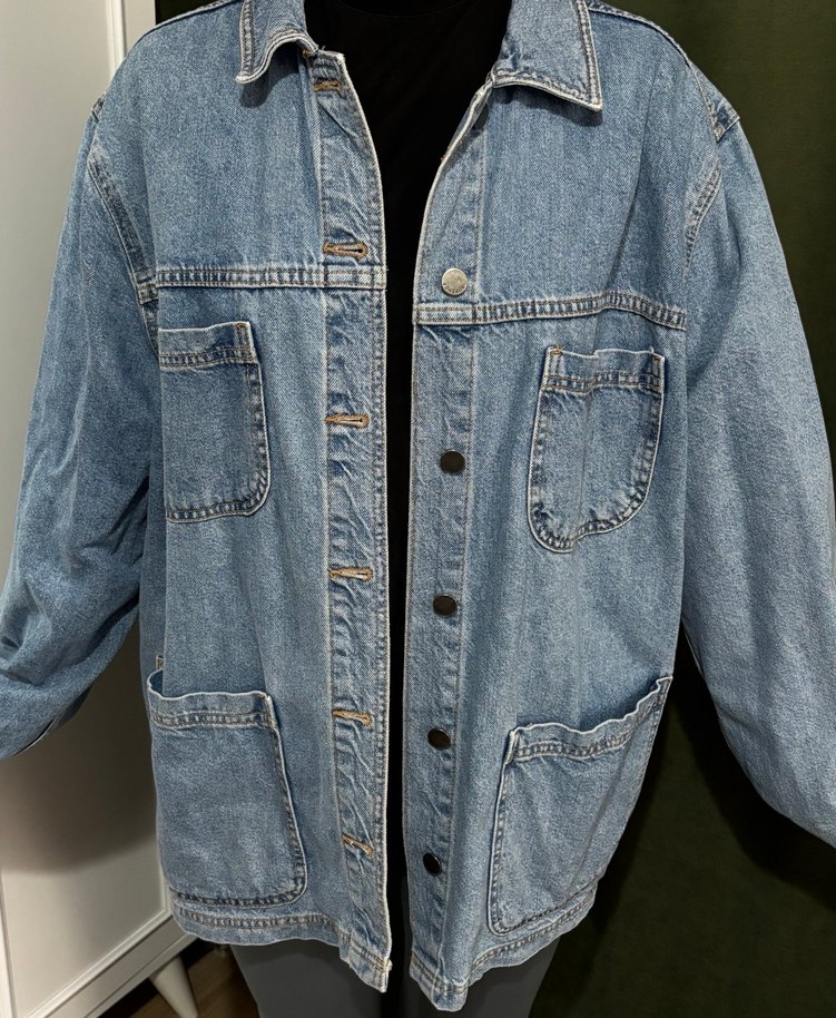 Düğmeli Mavi Kadın Kot Ceket - Görsel 5