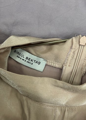 Tesettür abiye Birgül Bektaş Cindy Pudra Parlak Abiye Elbise - Görsel 12