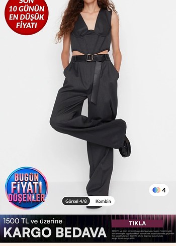 Gri Pileli Salaş Kadın Kumaş Pantolon - Görsel 2